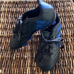 Adidas kids soccer cleats. Black and blue. US size 12.